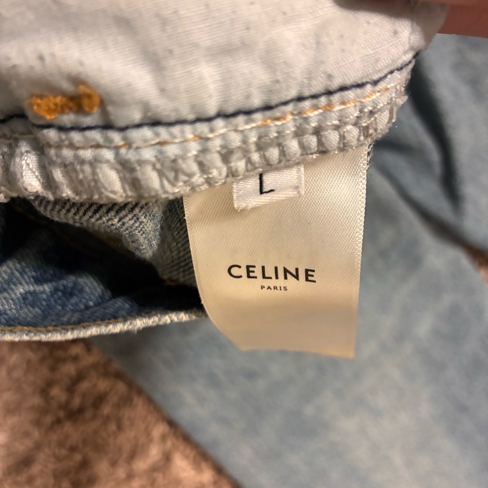 Celine Denim Straight Leg Jeans with Gold Heart styled chain 28-29 in waist - Picture 7 of 7